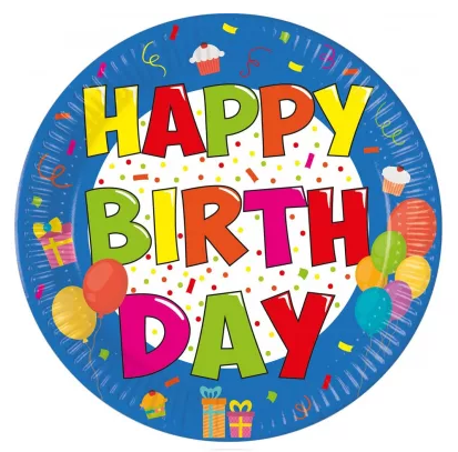 Papierový tanier 20cm HAPPY BIRTHDAY nápis