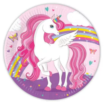 Papierový tanier 23cm JEDNOROŽEC dúha