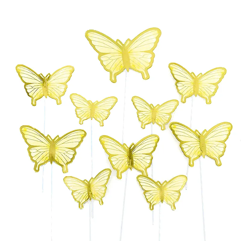 Tortový zápich MOTÝLE zlaté (10ks)