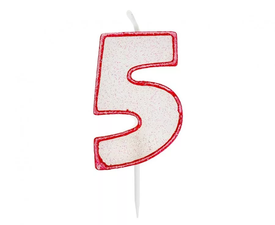 Sviečka č.5 červený lem