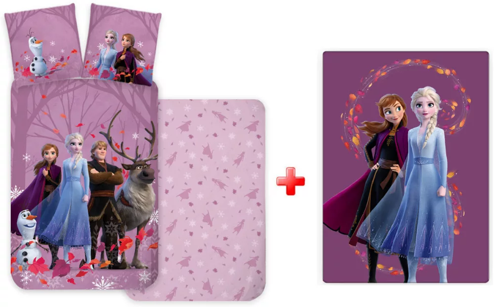 Obliečky 100x135 FROZEN purple + deka