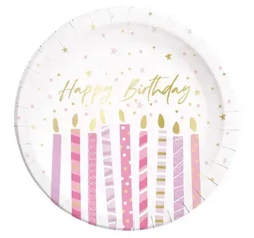 Papierový tanier 23cm HAPPY BIRTHDAY sviečky