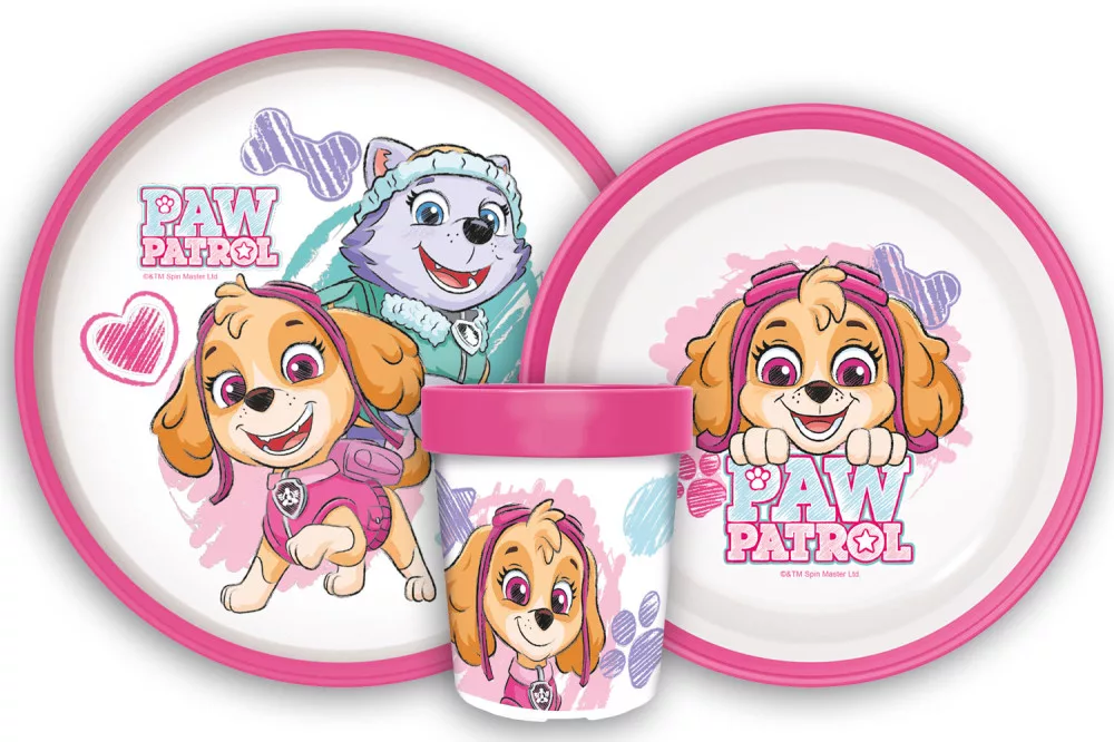 Jedálenský protišmykový set - plast PAW PATROL girl