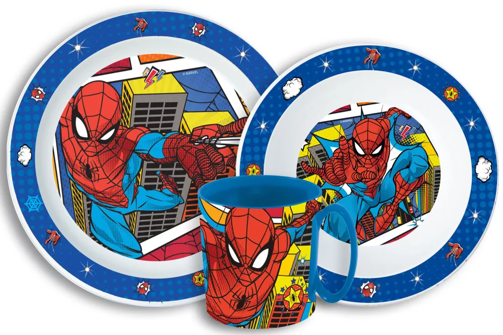 Jedálenský set - plast SPIDERMAN mesto 01