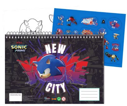 Špirálový skicár + nálepky SONIC