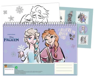 Špirálový skicár + nálepky FROZEN