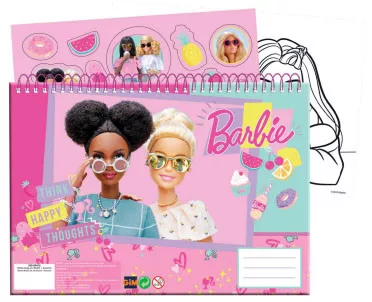 Špirálový skicár + nálepky BARBIE