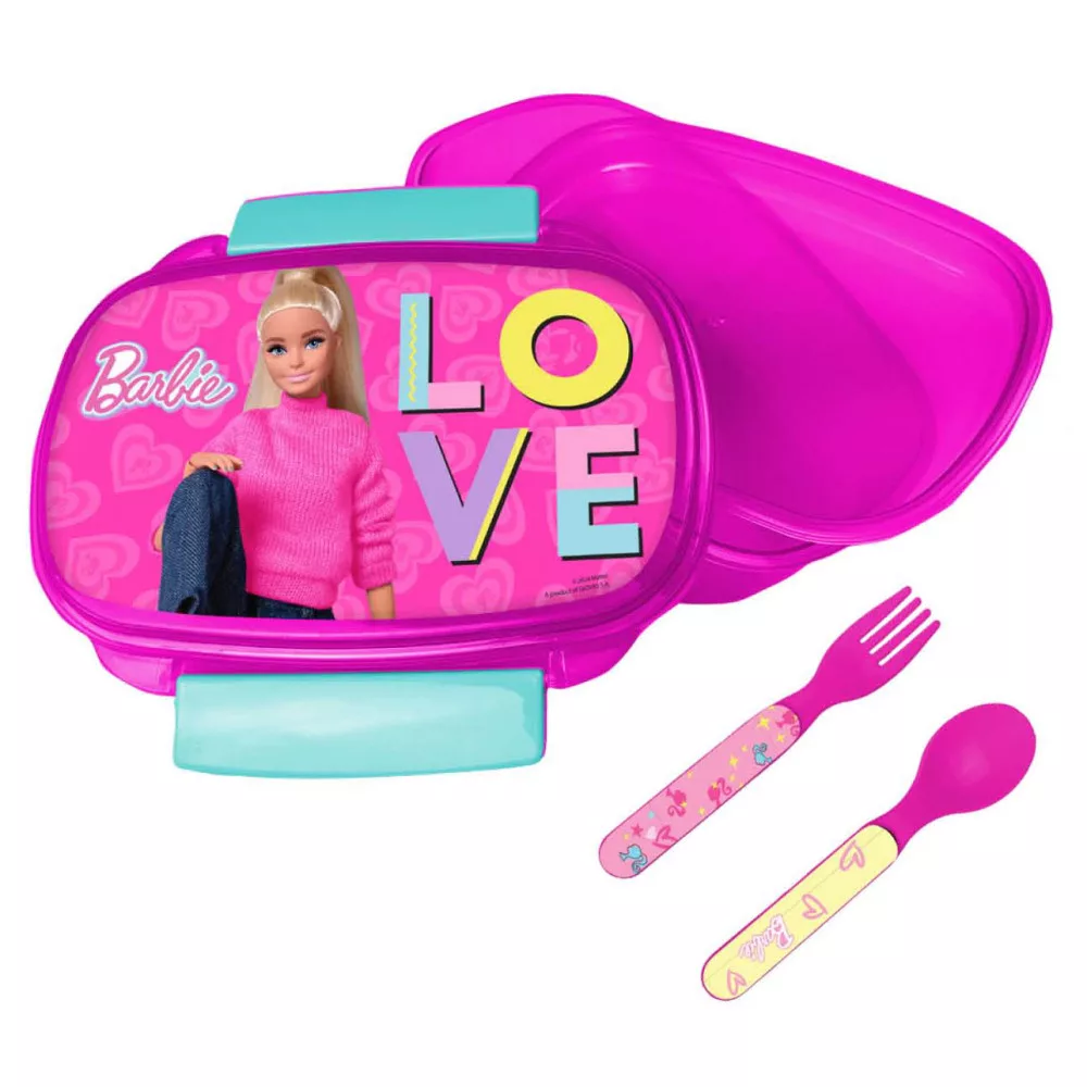 Desiatový box s príborom BARBIE