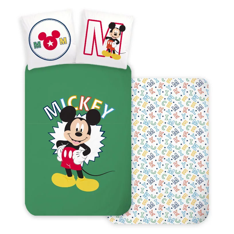 Obliečky do postieľky 100x135 MICKEY zelené