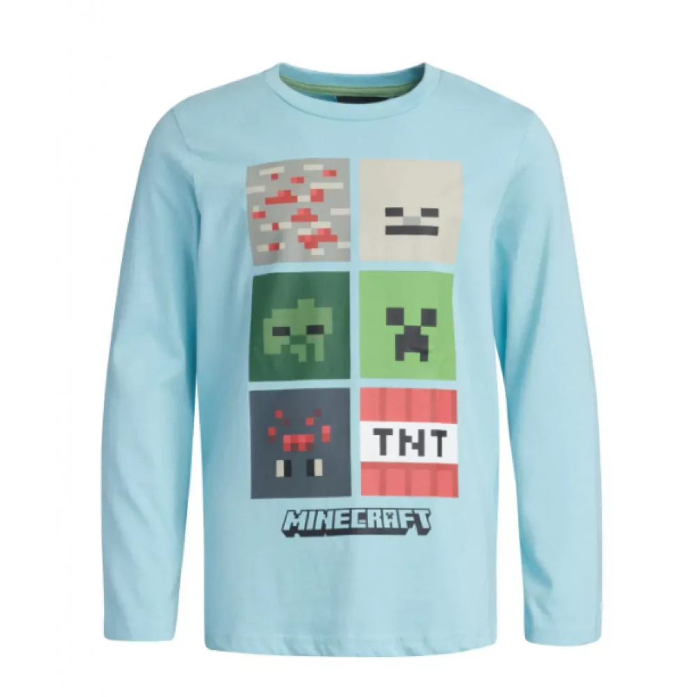 Tričko s dlhým rukávom MINECRAFT bledomodré - 12r.