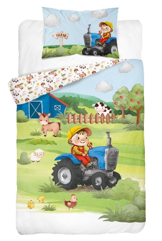 Bambusové obliečky do postieľky 100x135 FARMA modrá