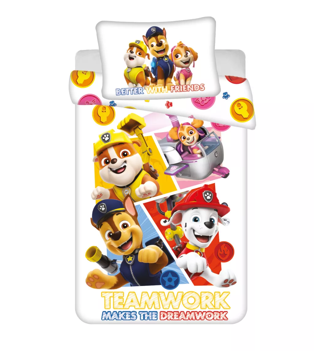 Obliečky do postieľky 100x135 PAW PATROL teamwork
