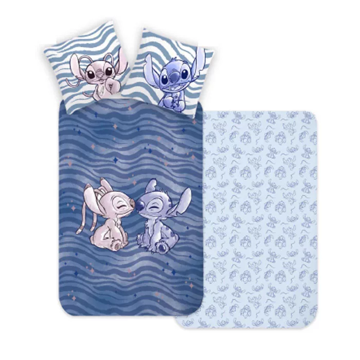 Obliečky do postieľky 100x135 LILO A STITCH na modrom