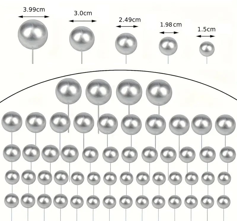 Tortový zápich GULIČKY strieborné (108ks)