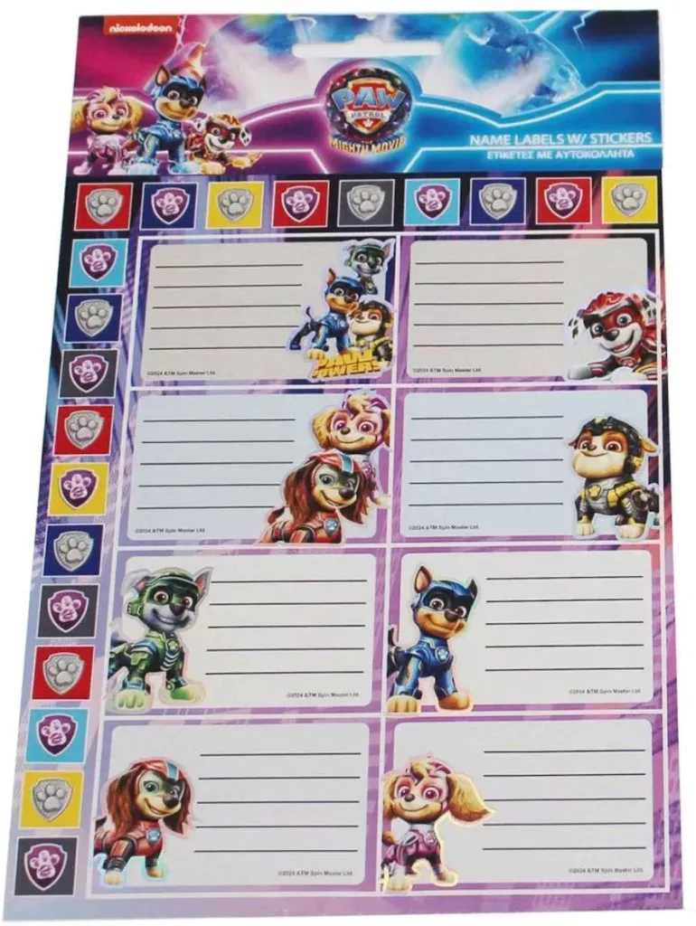 Lepiace štítky (16ks) PAW PATROL power