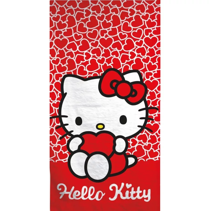 Osuška 70x140 HELLO KITTY srdiečka (rýchloschnúca)