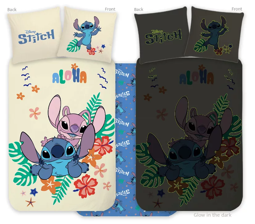 Obliečky do postieľky 100x135 LILO A STITCH aloha - svietiace