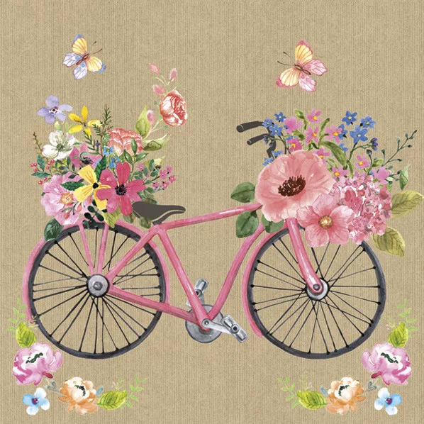 Servítky (20ks) KVETY bicykel