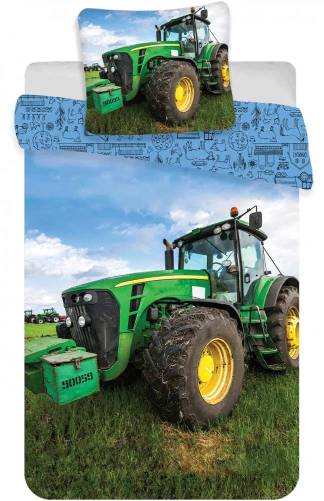 Obliečky do postieľky 100x140 TRAKTOR green