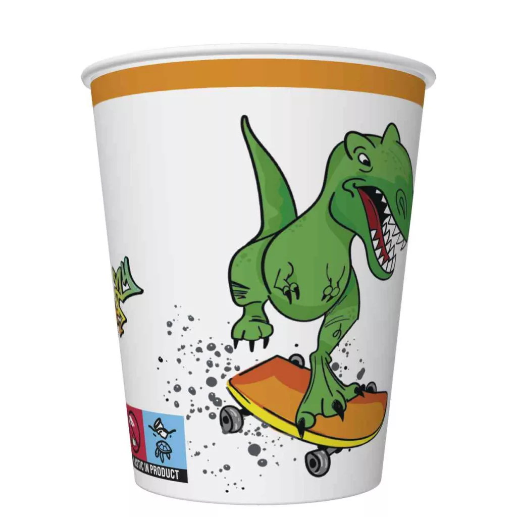 Papierový pohár 250ml DINOSAURUS skateboard