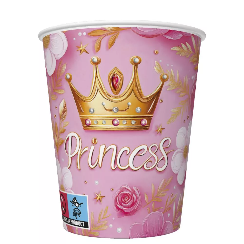 Papierový pohár 250ml PRINCES korunka
