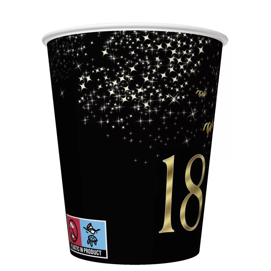 Papierový pohár 250ml NARODENINY 18r. hviezdičky