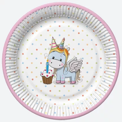 Papierový tanier 22,7cm JEDNOROŽEC muffin