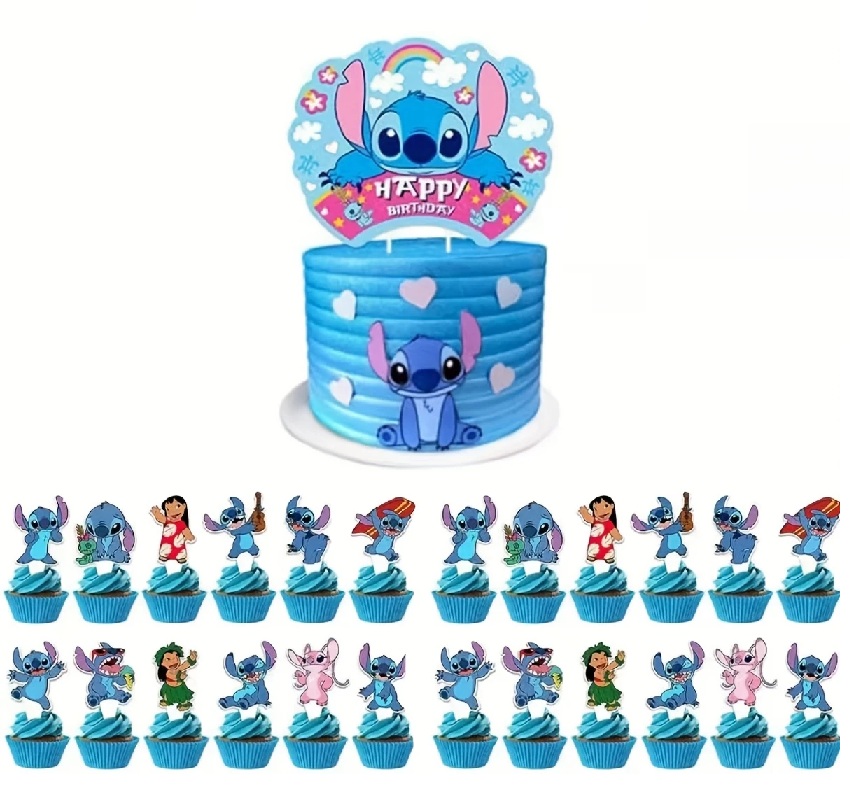 Tortový zápich LILO a STITCH dúha (25ks)