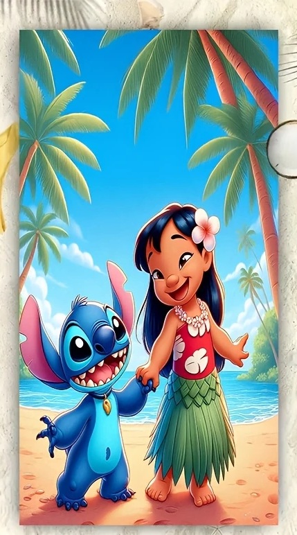 Osuška 70x150 LILO A STITCH palmy (rýchloschnúca)