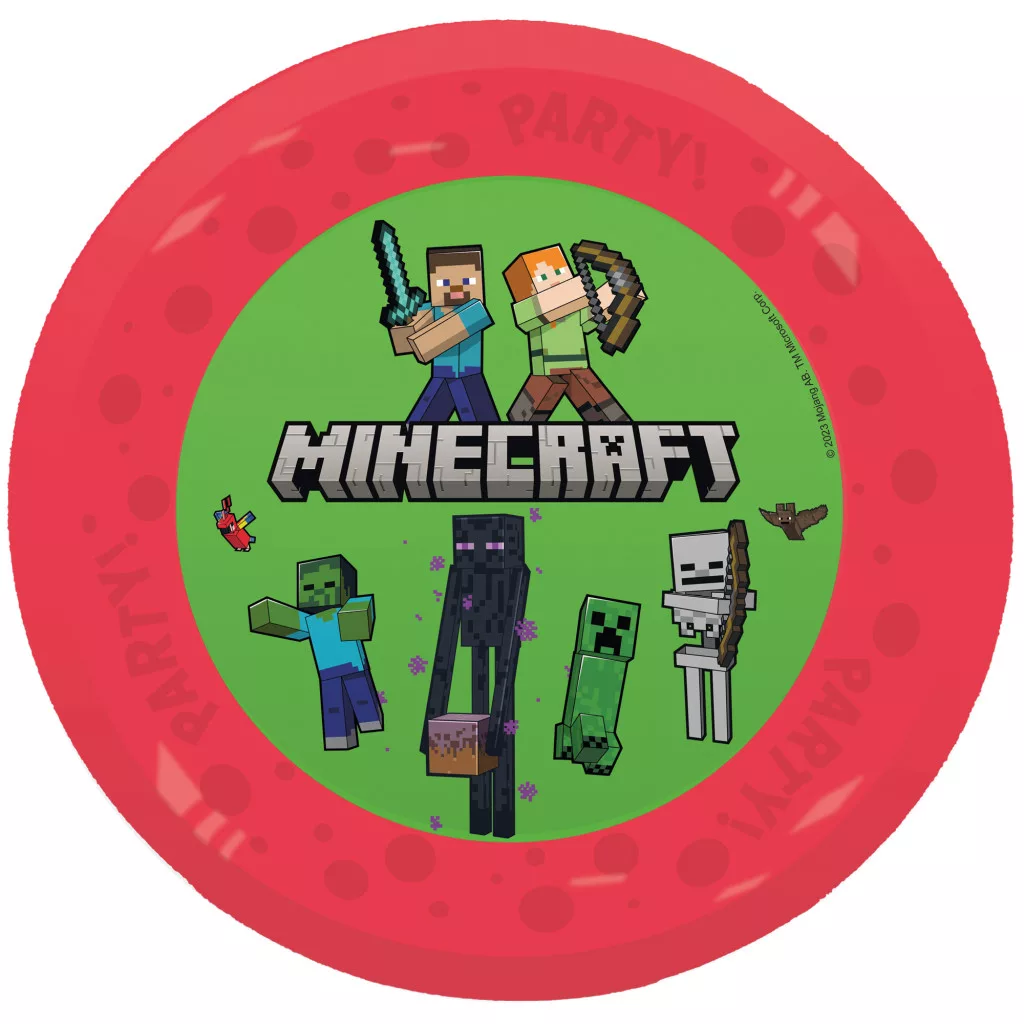 Plytký tanier MINECRAFT červený 4ks