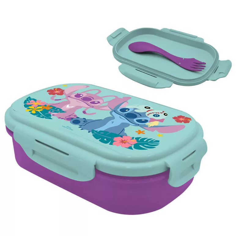 Desiatový box s vidličkou LILO A STITCH kvety