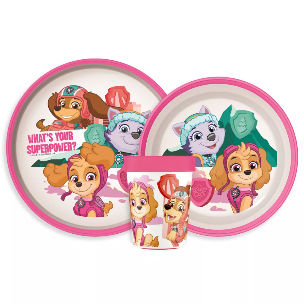 Jedálenský protišmykový set - plast PAW PATROL pink