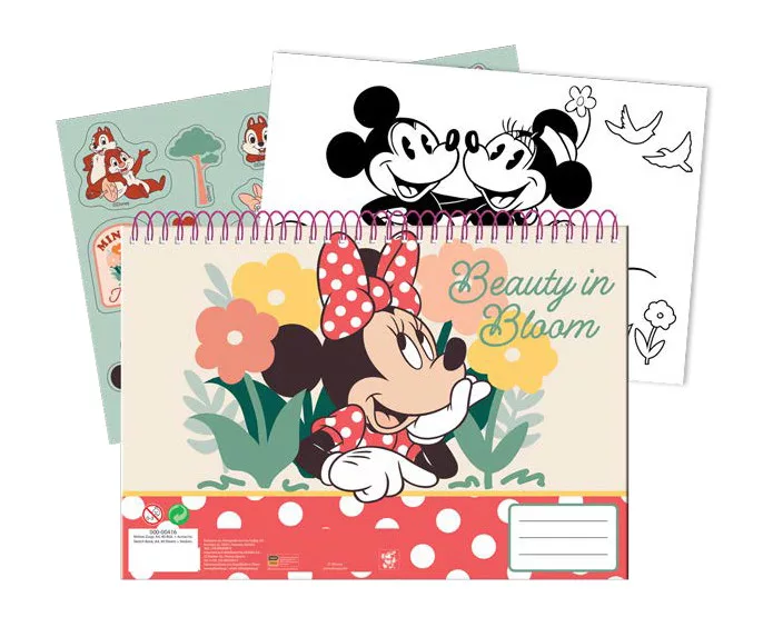 Špirálový skicár + nálepky MINNIE