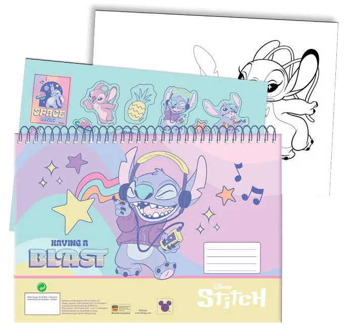 Špirálový skicár + nálepky LILO A STITCH