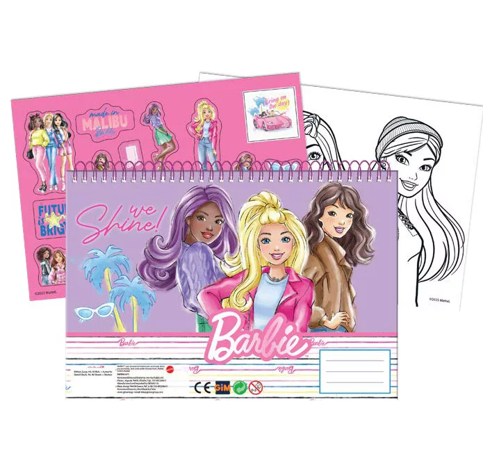 Špirálový skicár + nálepky BARBIE
