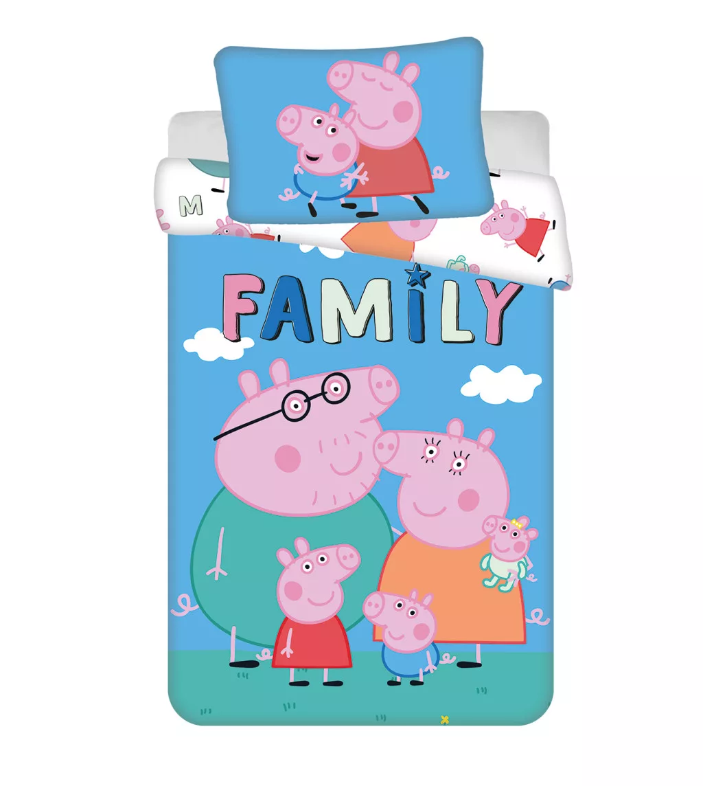 Obliečky do postieľky 100x135 PEPPA PIG rodina