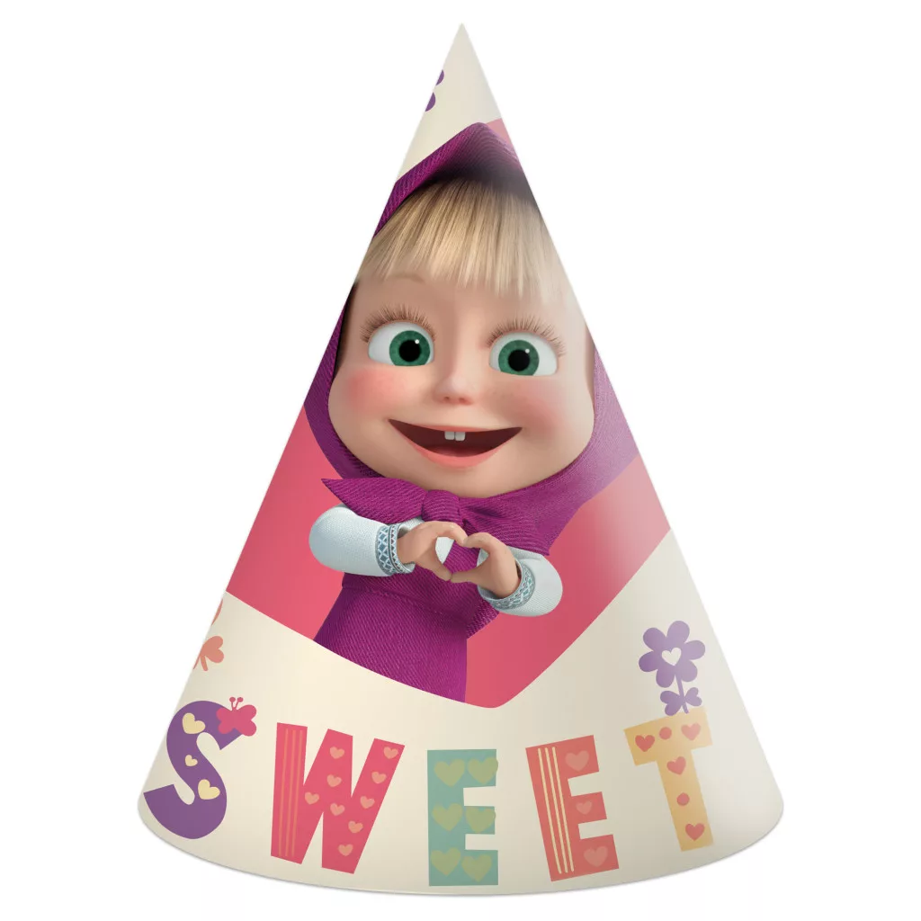 Party čiapka MÁŠA A MEDVEĎ sweet (6ks)