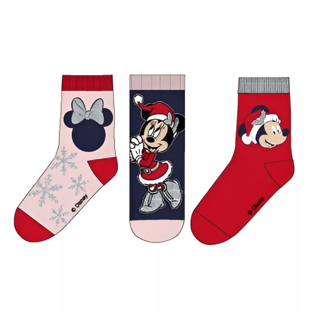 Ponožky 3ks MINNIE vianoce vločky 01 - 27/30