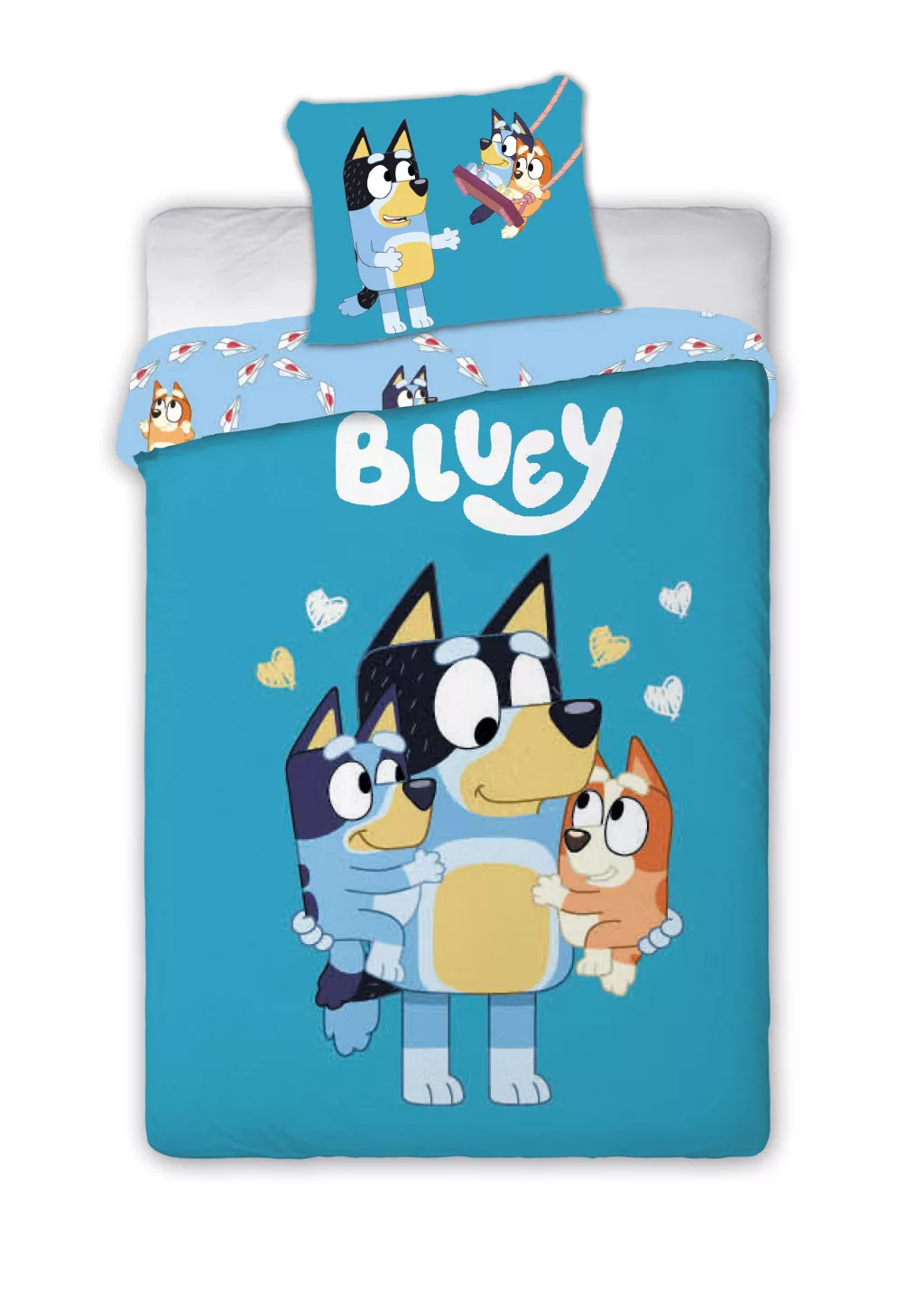 Obliečky do postieľky 100x135 BLUEY na modrom