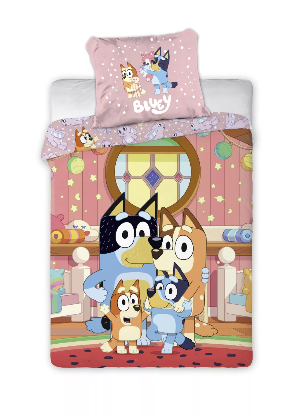Obliečky do postieľky 100x135 BLUEY rodinka