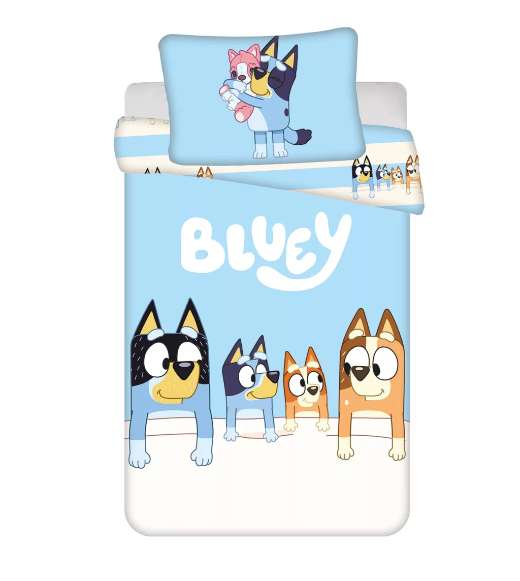 Obliečky do postieľky 100x135 BLUEY v posteli