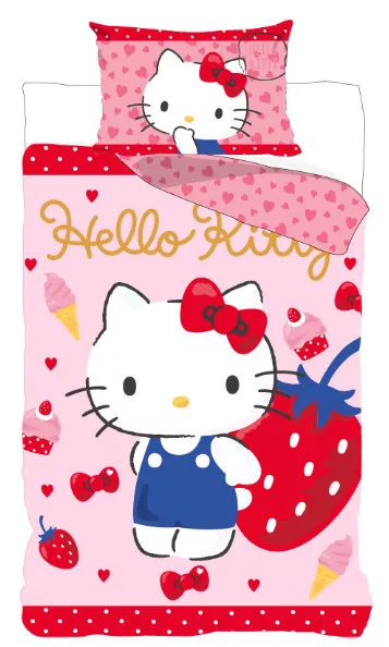 Obliečky do postieľky 100x135 HELLO KITTY jahoda