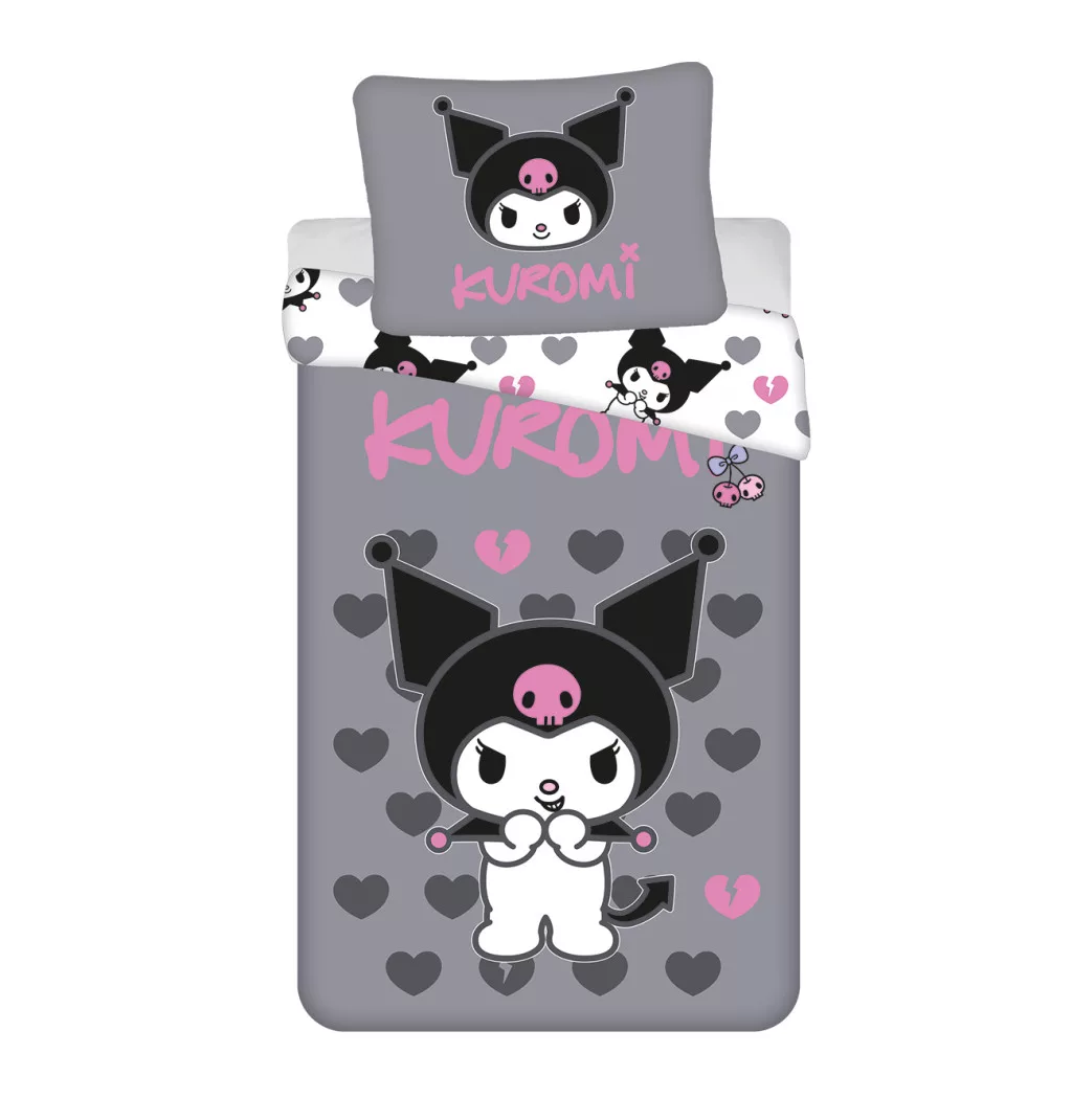 Obliečky 140x200 KUROMI na šedom