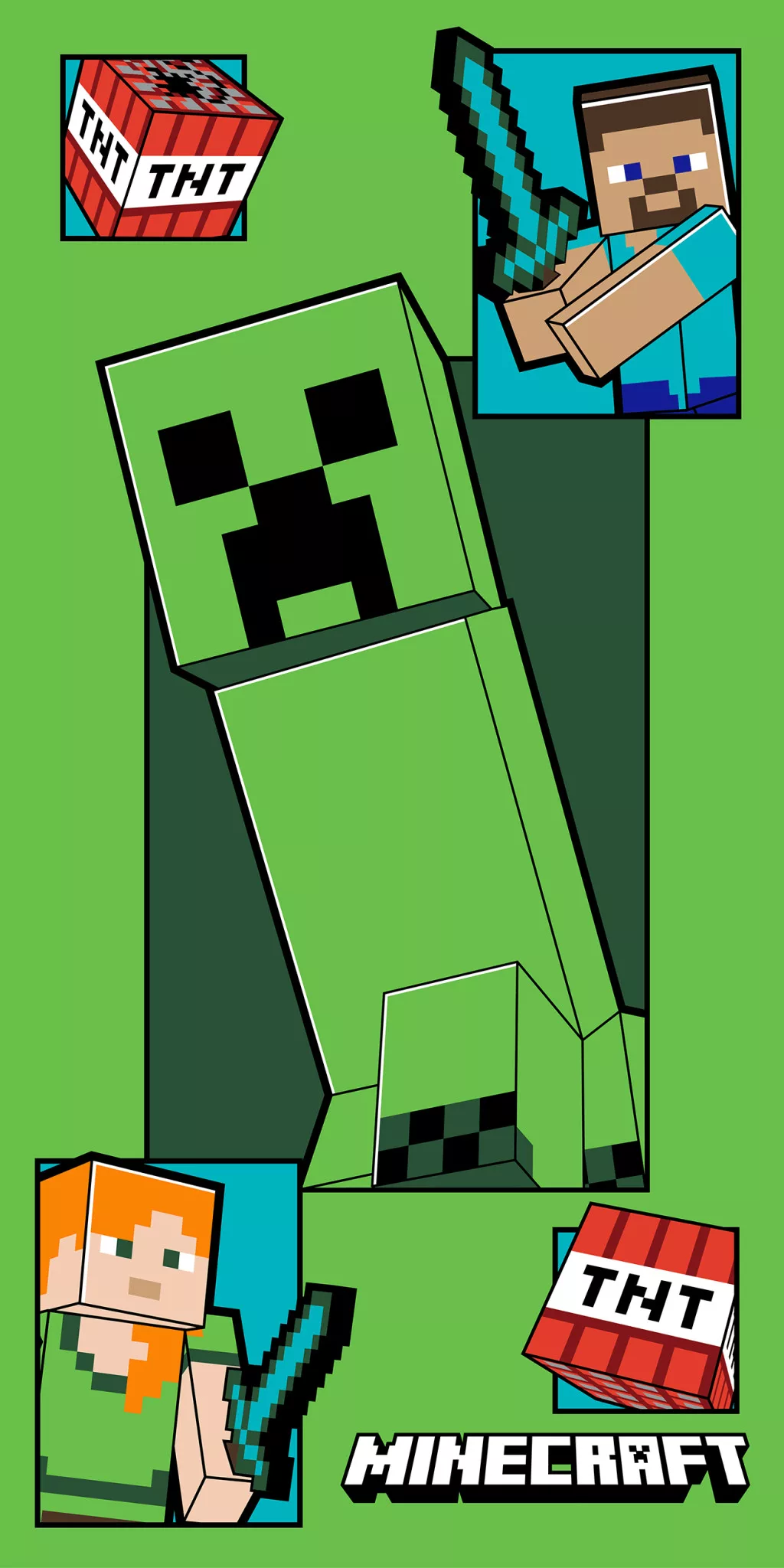 Osuška 70x140 MINECRAFT green