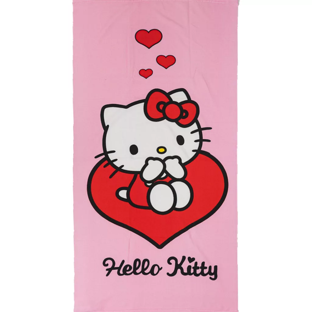 Osuška 70x140 HELLO KITTY srdcia (rýchloschnúca)