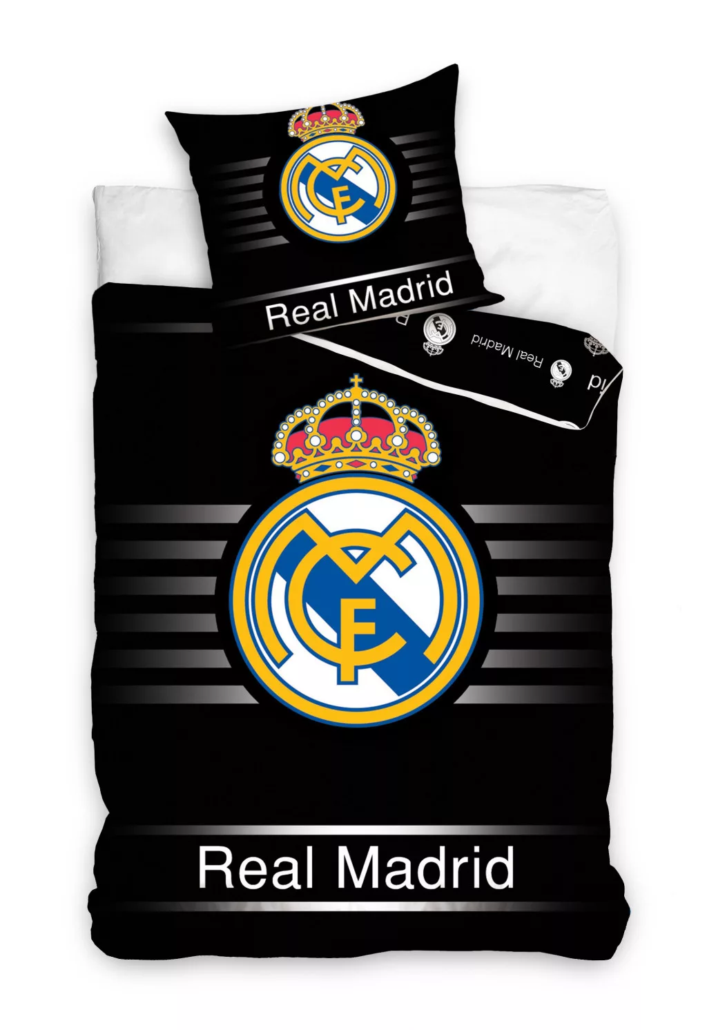Obliečky 140x200 REAL MADRID na čiernom