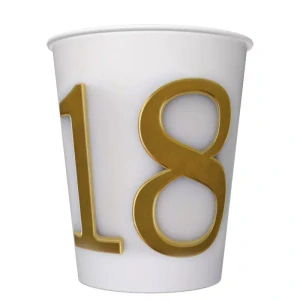 Papierový pohár 250ml NARODENINY 18r. gold