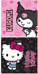 Osuška 70x140 HELLO KITTY + KUROMI (rýchloschnúca)