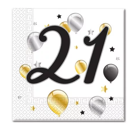Servítky (20ks) "21" balóniky