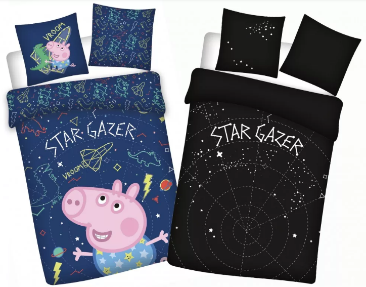 Obliečky do postieľky 100x135 PEPPA PIG George - svietiace